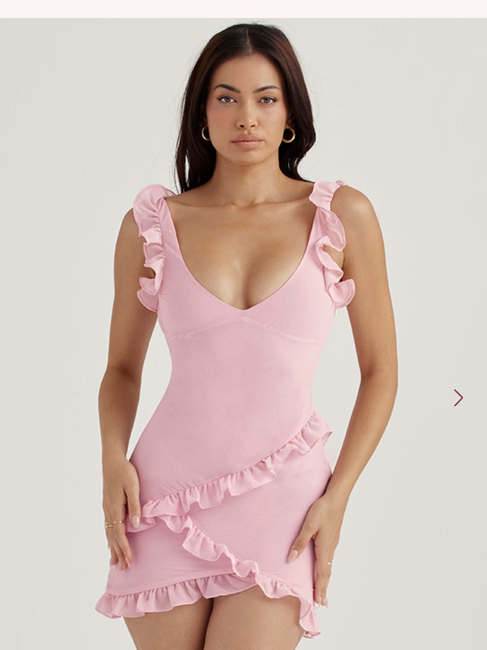 House of CB Ruffled Pink Mini Dress